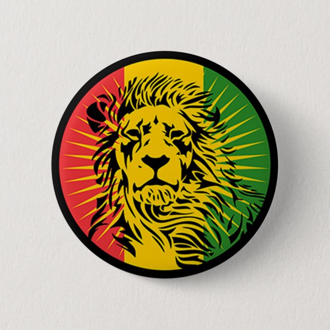 Macaron Rond 5 Cm drapeau de lion de reggae de rasta (Devant)