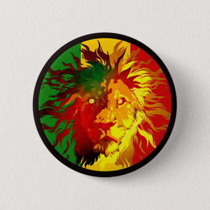 Macaron Rond 5 Cm drapeau de lion de reggae de rasta