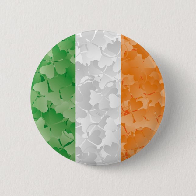 Macaron Rond 5 Cm Drapeau de l'Irlande avec motif shamrock (Devant)