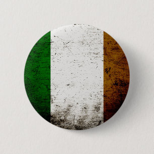 Macaron Rond 5 Cm Drapeau de l'Irlande grunge noir