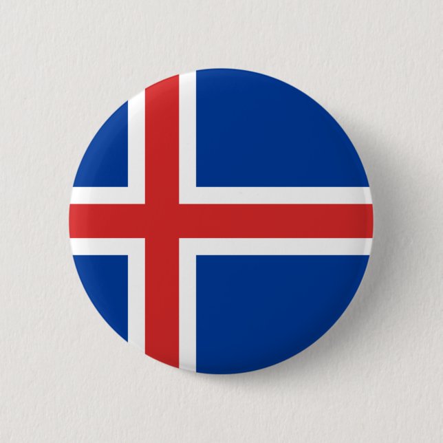 Macaron Rond 5 Cm Drapeau de l'Islande (Devant)