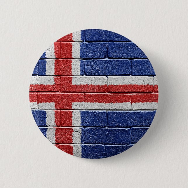 Macaron Rond 5 Cm Drapeau de l'Islande (Devant)