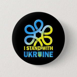 Macaron Rond 5 Cm Drapeau de l'Ukraine, anti-Poutine, disons non à l