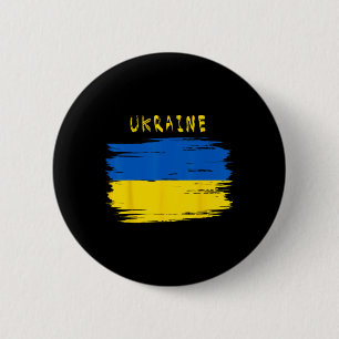Macaron Rond 5 Cm Drapeau de l'Ukraine avec style de coup de pinceau