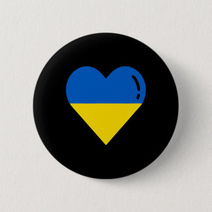 Macaron Rond 5 Cm Drapeau de l'Ukraine Cœur Racines Vacances Ukraini