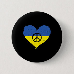 Macaron Rond 5 Cm Drapeau de l'Ukraine Cœur Signe de Paix Rétro Femm