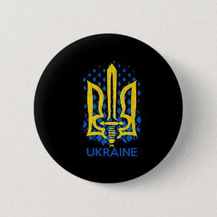 Macaron Rond 5 Cm Drapeau de l'Ukraine - Je suis avec l'Ukraine Drap