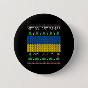 Macaron Rond 5 Cm Drapeau de l'Ukraine Noël dégueu