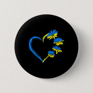 Macaron Rond 5 Cm Drapeau de l'Ukraine Tournesol Vintage Amoureux Uk