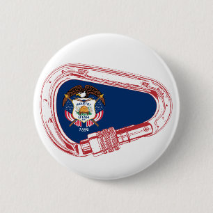 Macaron Rond 5 Cm Drapeau de l'Utah montant Carabiner
