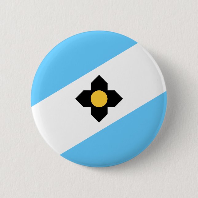 Macaron Rond 5 Cm Drapeau de Madison, Bouton Pinback du Wisconsin (Devant)