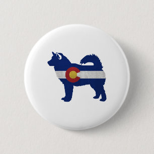 Macaron Rond 5 Cm Drapeau de malamute de chien race Colorado Silhoue