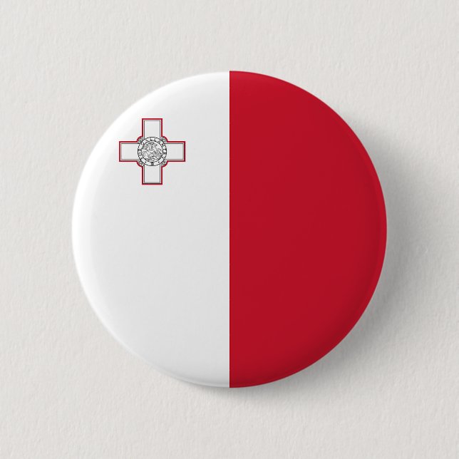 Macaron Rond 5 Cm Drapeau de Malte (Devant)