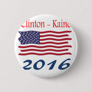 Macaron Rond 5 Cm Drapeau de ondulation de Clinton Kaine