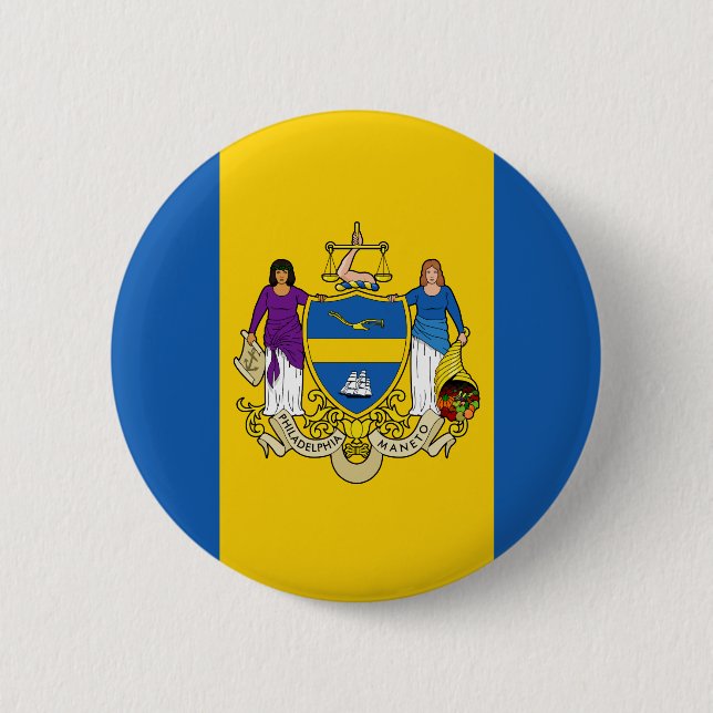 Macaron Rond 5 Cm Drapeau de Philadelphie, Pennsylvanie Pinback Butt (Devant)