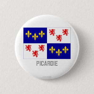 Macaron Rond 5 Cm Drapeau de Picardie avec le nom