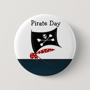 Macaron Rond 5 Cm Drapeau de pirate avec os croisés