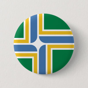 Macaron Rond 5 Cm Drapeau de Portland, Bouton Pinback de l'Oregon