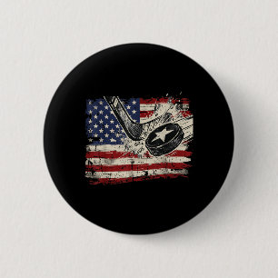 Macaron Rond 5 Cm Drapeau de puck de hockey sur glace du 4 juillet P