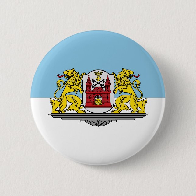 Macaron Rond 5 Cm Drapeau de Riga, Lettonie Bouton Pinback (Devant)