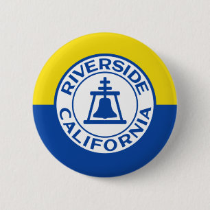 Macaron Rond 5 Cm Drapeau de Riverside, Californie