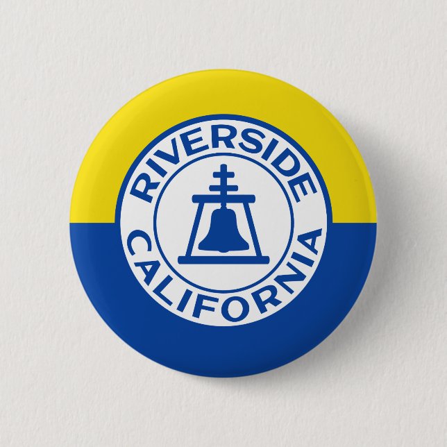 Macaron Rond 5 Cm Drapeau de Riverside, Californie (Devant)