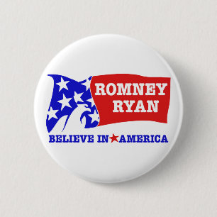 Macaron Rond 5 Cm Drapeau de Romney Ryan Eagle