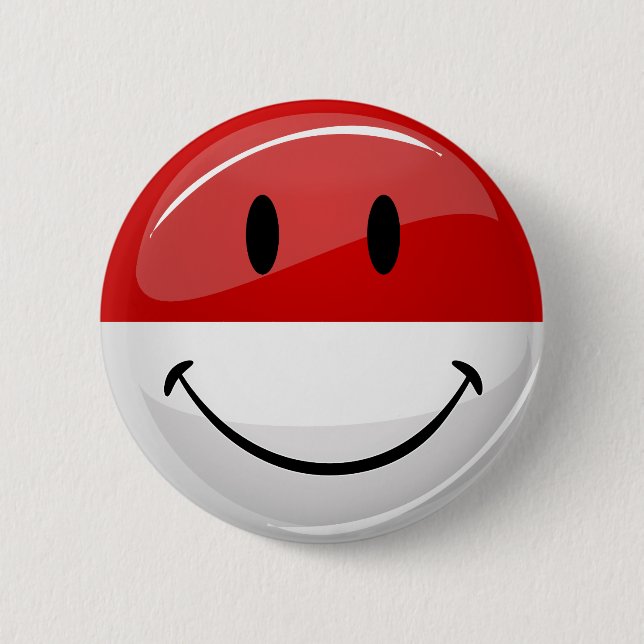 Macaron Rond 5 Cm Drapeau de sourire du Monaco (Devant)