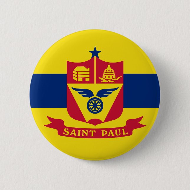 Macaron Rond 5 Cm Drapeau de St Paul, Bouton du Minnesota (Devant)
