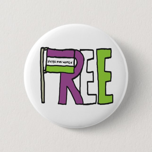 Macaron Rond 5 Cm Drapeau de Suffragette (Devant)