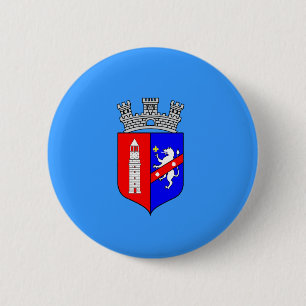 Macaron Rond 5 Cm Drapeau de Tirana, Albanie