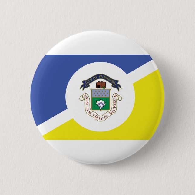 Macaron Rond 5 Cm Drapeau de Winnipeg, Bouton du Manitoba (Devant)