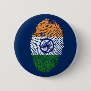 Macaron Rond 5 Cm Drapeau d'empreintes digitales indien