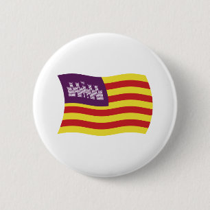 Macaron Rond 5 Cm Drapeau des Îles Baléares Bouton