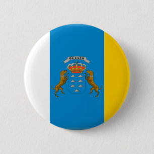 Macaron Rond 5 Cm Drapeau des Îles Canaries (Espagne)