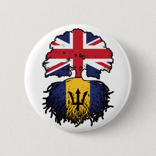 Macaron Rond 5 Cm Drapeau des racines d'arbre de la Barbade