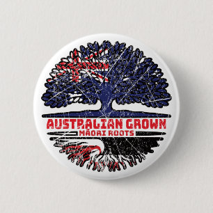 Macaron Rond 5 Cm Drapeau des racines d'arbre de l'Australie maya