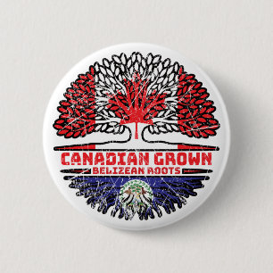 Macaron Rond 5 Cm Drapeau des racines d'arbre du Canada bélizien can