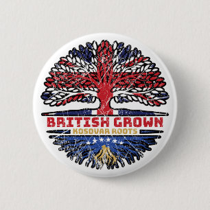 Macaron Rond 5 Cm Drapeau des racines d'arbre du Kosovo