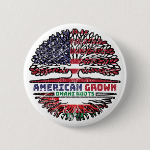 Macaron Rond 5 Cm Drapeau des racines d'arbres omanais américains