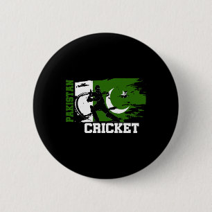 Macaron Rond 5 Cm Drapeau des Supporters de Cricket du Pakistan Cric
