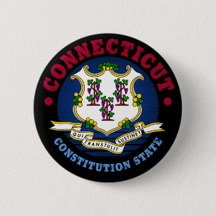 MACARON ROND 5 CM DRAPEAU D'ÉTAT CONSTITUTION CONNECTICUT