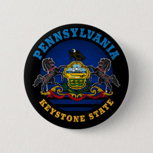 MACARON ROND 5 CM DRAPEAU D'ÉTAT DE PENNSYLVANIA KEYSTONE
