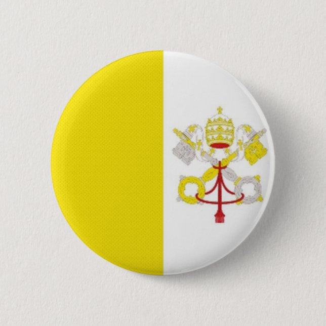 Macaron Rond 5 Cm Drapeau d'état de Vatican (Devant)