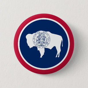 Macaron Rond 5 Cm Drapeau d'état du Wyoming