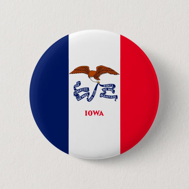 Macaron Rond 5 Cm Drapeau d'État Iowa (Devant)