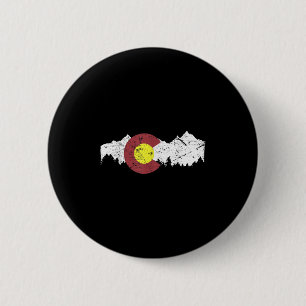 Macaron Rond 5 Cm Drapeau D'État Rétro Colorado Montagnes Rocheuses 