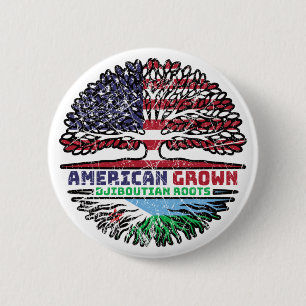 Macaron Rond 5 Cm Drapeau djiboutien américain des racines d'arbre