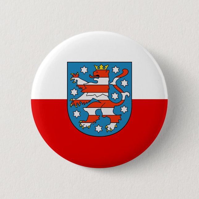 Macaron Rond 5 Cm Drapeau du bouton Pinback de Thuringe (Devant)