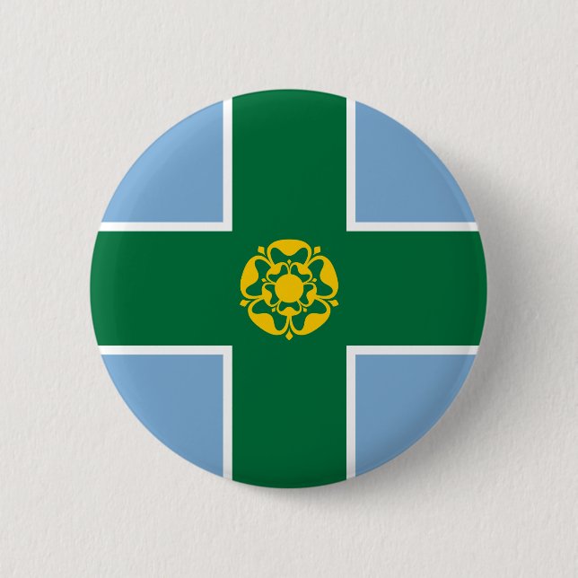 Macaron Rond 5 Cm Drapeau du bouton Pinback du Derbyshire (Devant)